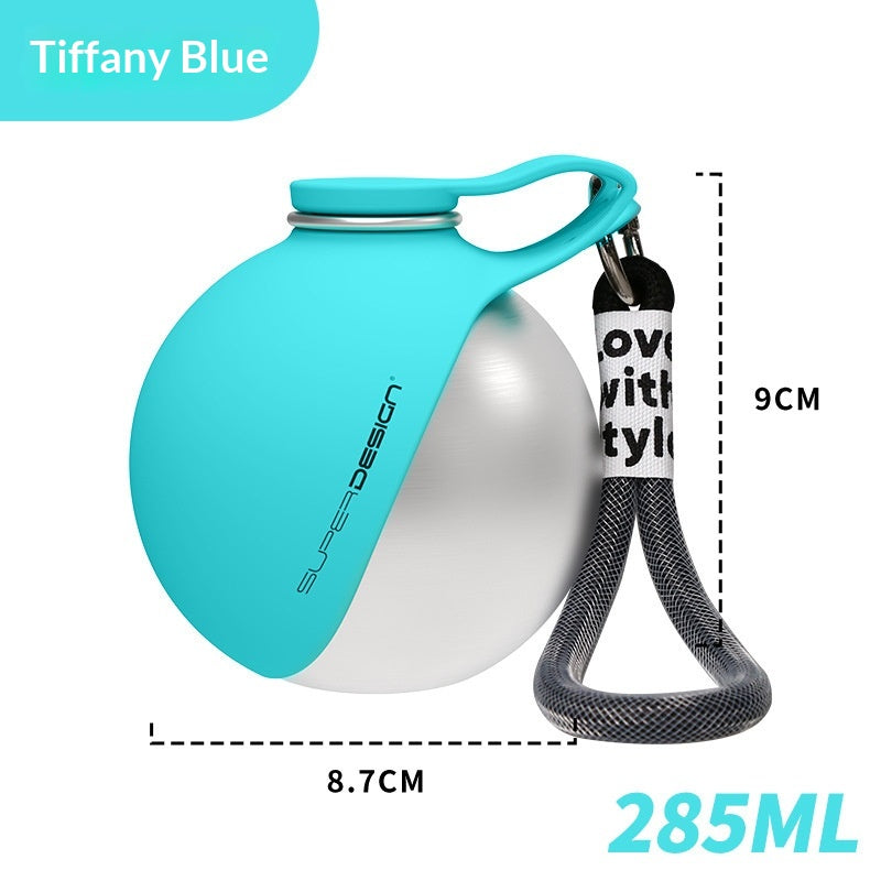 Tiffany blue Pawsport portable dog water bottle with fold-out bowl, 285ml