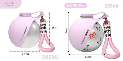 Pink Pawsport portable dog water bottle, 285ml, with braided carry strap