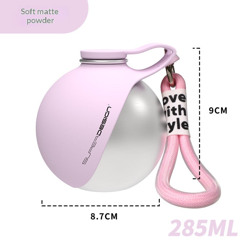Pink Pawsport portable dog water bottle with fold-out silicone bowl, 285ml