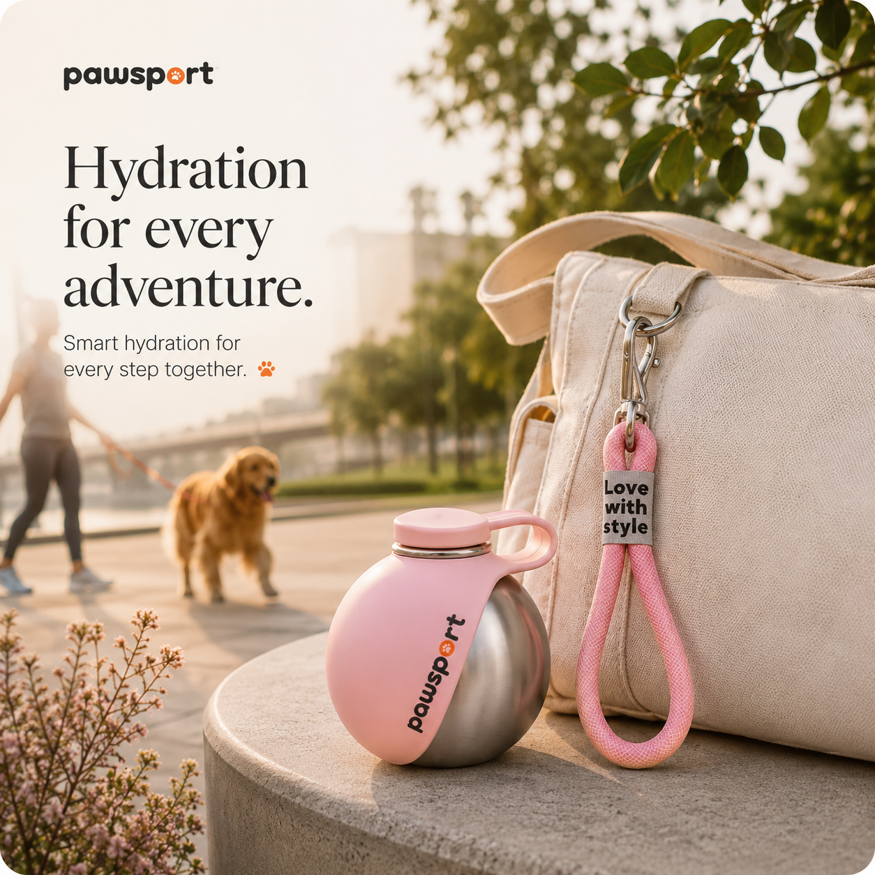 Portable Dog Water Bottle with Foldable Bowl